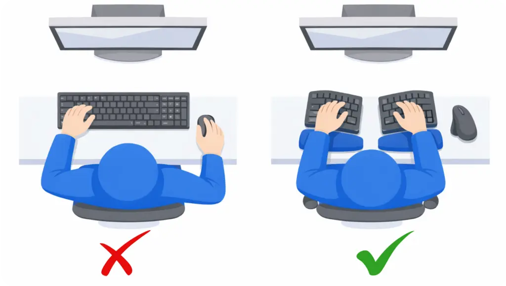 Die richtige Maus und Tastatur auszuwählen gehört ebenfalls zu einem ergonomischen PC-Arbeitsplatz dazu.